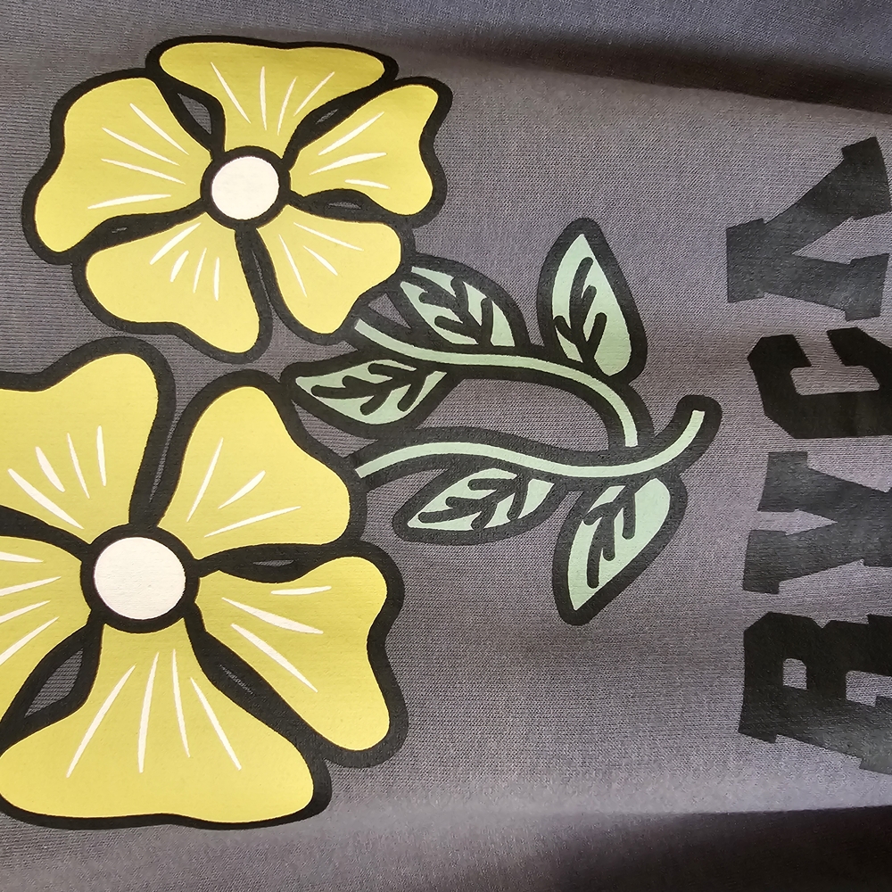 RVCA Gray Tee with Yellow Floral Graphic